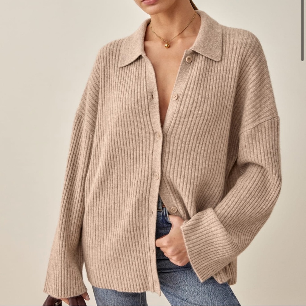 Reformation Fantino Cashmere Collared Cardigan